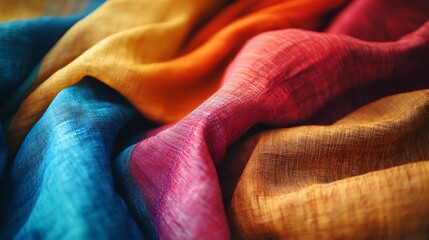 Colorful fabric texture with vibrant hues and soft drapes.