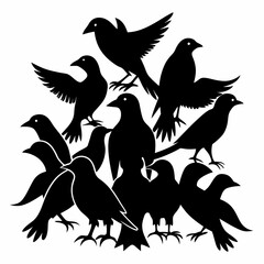 silhouettes of birds