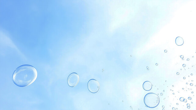 Water bubles against blue.