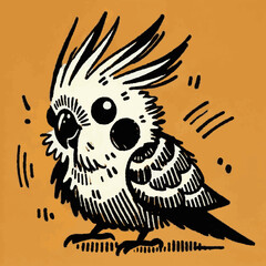 Little cute cartoon cockatiel