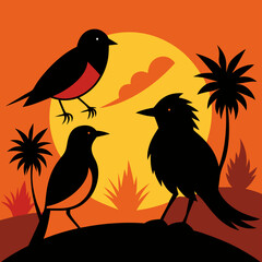 silhouettes of birds