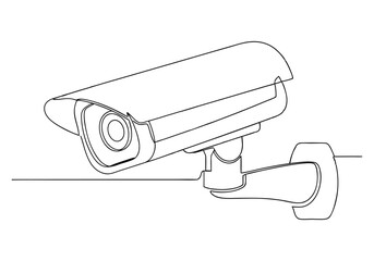 Continuous One-Line Drawing of a CCTV Camera - Minimalist Security Art