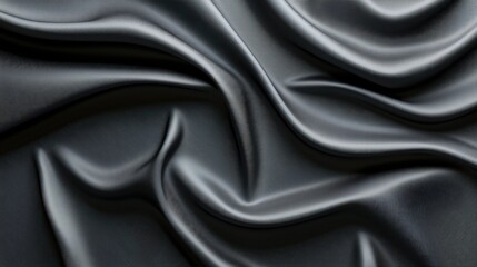 Fototapeta premium Elegant Black Fabric Texture with Soft Waves and Creases