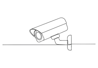 Continuous One-Line Drawing of a CCTV Camera - Minimalist Security Art