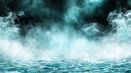 Obraz premium A dark blue ocean with white smoke coming out of the water