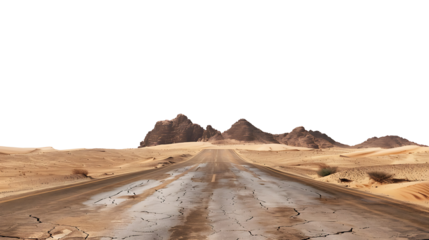Country road desert mountain outdoor landscape land. Isolated on transparent background. high resolution PNG file