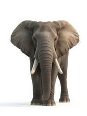 Obraz premium A large elephant, isolated on a pure white background, nature, white background