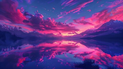 Fototapeta premium Lakes are serene and vital features of the natural world, often celebrated for their beauty and ecological importance. These bodies of water, ranging in size from small ponds to vast freshwater seas, 