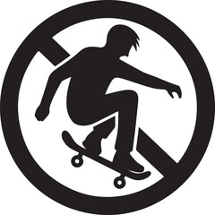 No Skateboarding Allowed Silhouette Illustration Sign