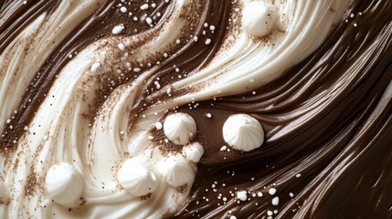 Creamy Chocolate and Vanilla Swirls with Decorative Meringue Delights