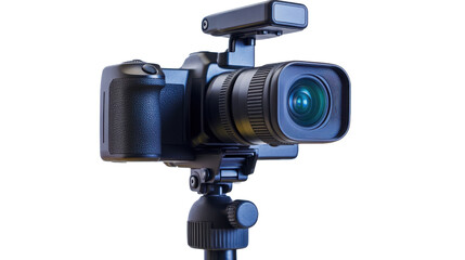 Vlogging camera on a tripod, transparent background