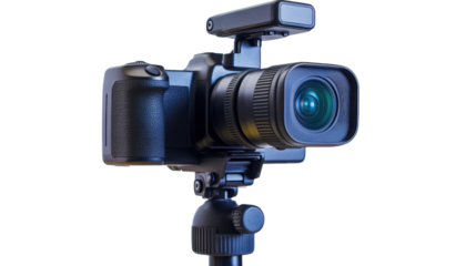 Vlogging camera on a tripod, transparent background