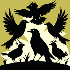 silhouettes of birds