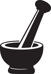 Elegant Black Silhouette Mortar and Pestle Illustration