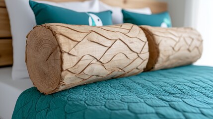 A bed with two pillows on top of it