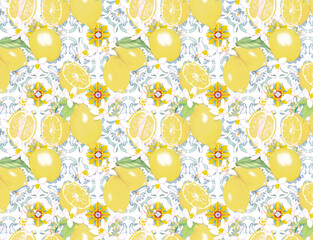 Seamless design. Colorful abstract flowers bouquet on a light color background.
