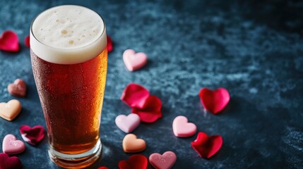 Romantic Beer Toast with Heart Decorations