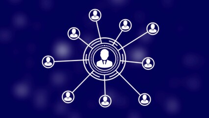 illustration of network connections with mans icons. Connected people avatars or icon. networking, social media connection concept.