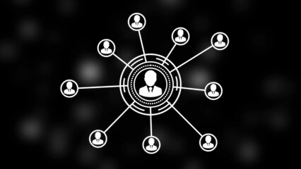 illustration of network connections with mans icons. Connected people avatars or icon. networking, social media connection concept.