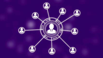 illustration of network connections with mans icons. Connected people avatars or icon. networking, social media connection concept.