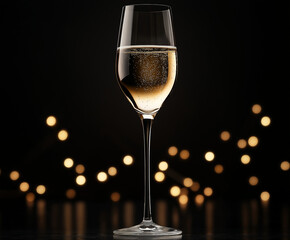 Eleganter Sektglas mit Bokeh-Hintergrund und festlicher Stimmung

