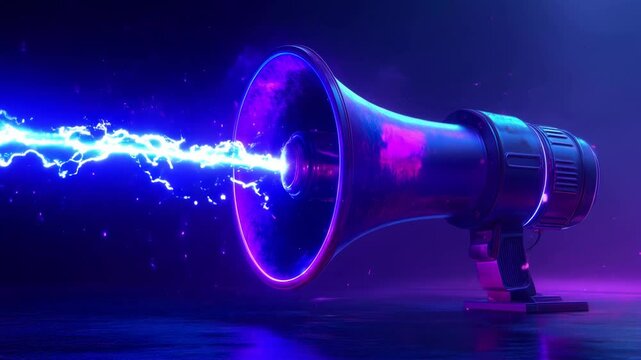 Dynamic Electric Megaphone with Lightning Effects and Neon Glow
