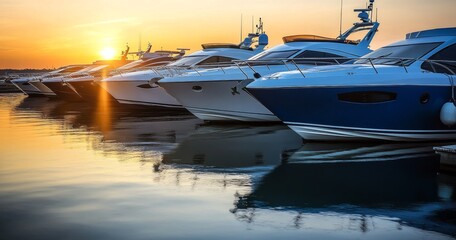 Exquisite Lineup of Luxury Yachts at Marina Preparing for Boat Show