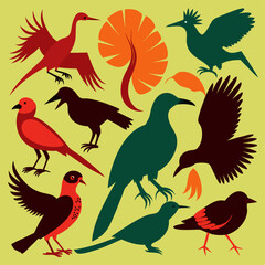 silhouettes of birds