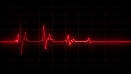 Pulse, heart rhythm, heartbeat line icon on black background. Neon heartbeat line illustrations