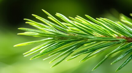 A close up of a pine tree branch with green needles