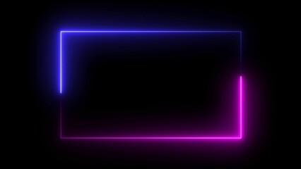Neon glowing rectangle icon illustrations, neon square icon