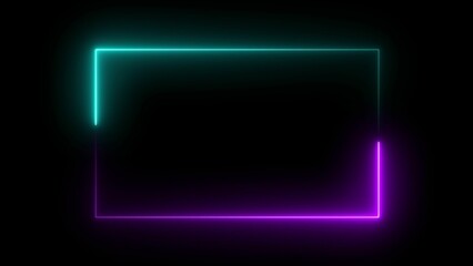 Neon glowing rectangle icon illustrations, neon square icon
