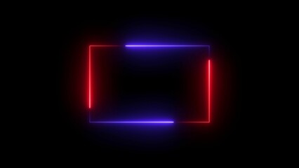 Neon glowing rectangle icon illustrations, neon square icon
