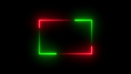 Neon glowing rectangle icon illustrations, neon square icon