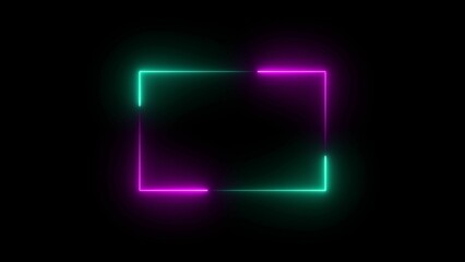 Neon glowing rectangle icon illustrations, neon square icon