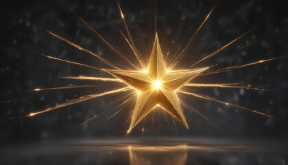 Radiant golden star with sparkling dust trails,  spark,  lighting