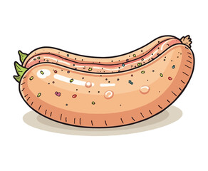 Sausage with lines and colors, coloring page