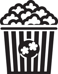 Silhouette of Popcorn in a Striped Bucket Illustration
