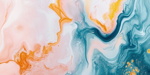 Fototapeta premium Abstract marble background with pastel colors, swirling patterns, and fluid shapes.