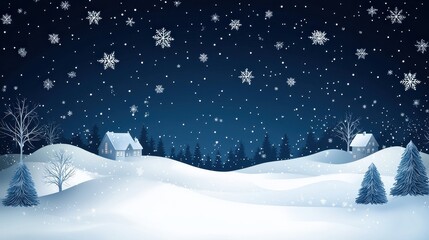 Beautiful Winter Scene with Sparkling Snowflakes Falling Down