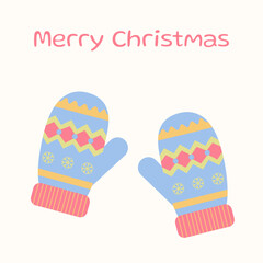 Christmas gloves. Pair of Christmas mittens with patterns