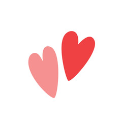 Red heart icon vector set, different shapes, hearts set red. Heart collection. Vector art illustration EPS 10 isolated