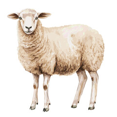 Fototapeta premium Watercolor Sheep Vector Illustration