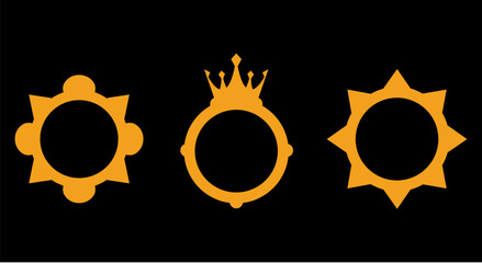 Game frame ui border gold interface menu isolated concept set. Vector flat graphic design illustration