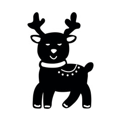 Deer icon, Thanksgiving-related vector, Cute Reindeer Silhouette Vector, Deer Silhouette, Baby Deer Silhouette Vector