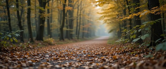 Autumn Forest Path Golden Leaves Pathway Scenic View