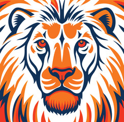 Colorful polygonal lion portrait vector illustration vibrant on white background, ideal for wall art
