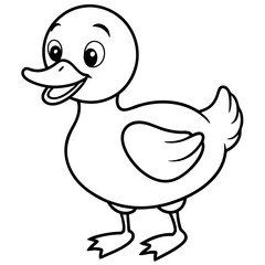 A chubby duckling with big eyes line art illustration