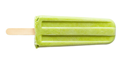 Green ice cream on a stick, transparent background