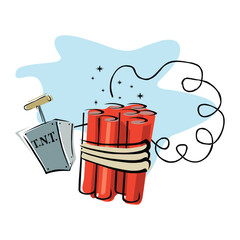 Dynamite bomb flat set of isolated images with dynamites pack and bomb burning wick and remote vector